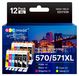 Canon Cartouches d'encre compatibles avec Canon 570 571 XL (12-Pack)
