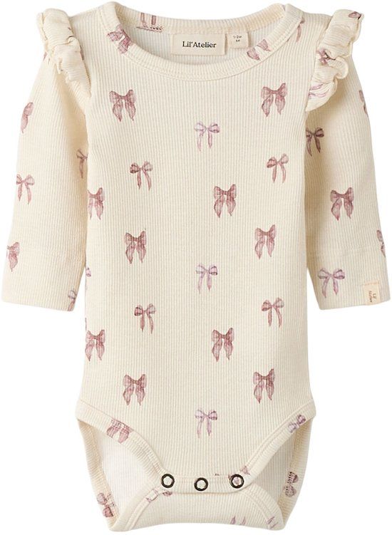 Lil' Atelier Baby Romper Lange mouwen Gebloemd Vrouwen Turtledove 1 57% Biologisch katoen, 38% TENCEL™ Lyocell, 5% Elastaan Maat 74