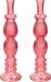 Merkloos Ideas 4 Seasons Bloemenvaas Florence - 2x - koraal rood glas - ribbel - D9 x H28 cm