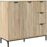 vidaXL Dressoir Sonoma eiken 89,5 x 33 x 82 cm Bewerkt hout