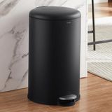 CASABEL Poubelle de cuisine ronde 30l, acier inoxydable, fermeture douce, noir