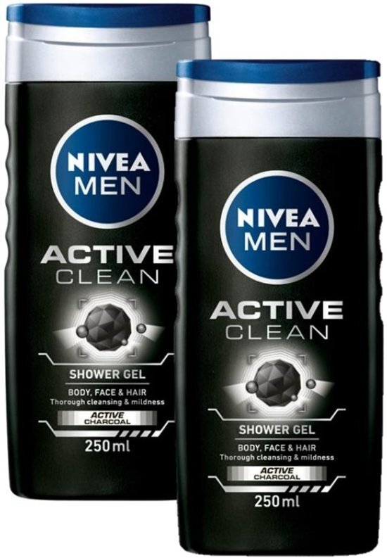 Nivea MEN Active Clean Douchegel - 250ml - 2 stuks