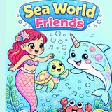 Sea World Friends Sea World Friends: Libro de colorear facil para niños o adultos con animales marinos, sirenas.