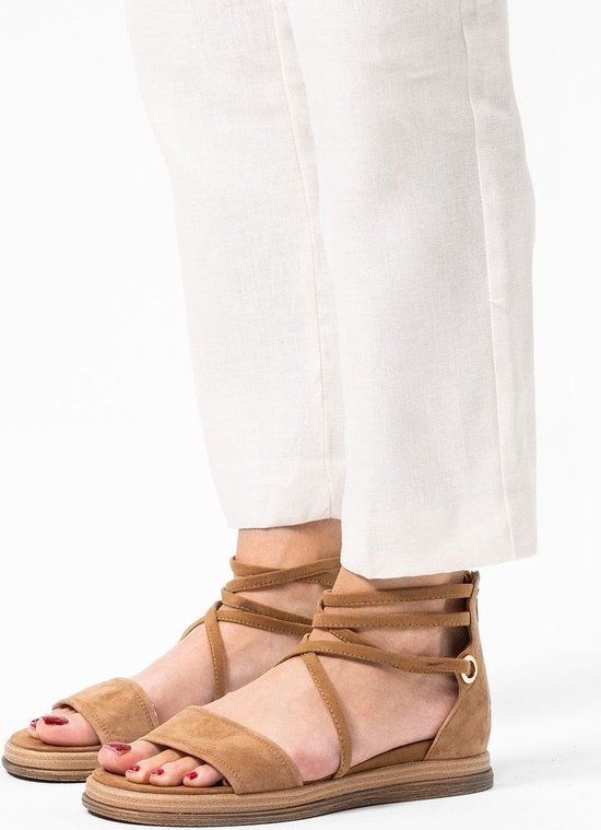 No Stress Dames Beige suède sandalen met bandjes - Maat 39