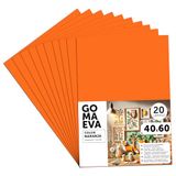 m-office Kleurrijke EVA-schuimplaten, 40 x 60 cm, vellen schuim om te snijden, schuimpapier, pailletten, ideaal voor creatieve vrije tijd, scrapbooking, school of knutselactiviteiten (oranje, 20 stuks