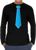 Bellatio Decorations Verkleed shirt voor heren - stropdas blauw - zwart - carnaval - foute party M