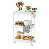 Relaxdays Keukentrolley met wielen - 62,5x40x22 cm - 4 haakjes - wit