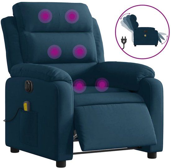 vidaXL Massagestoel elektrisch verstelbaar fluweel blauw