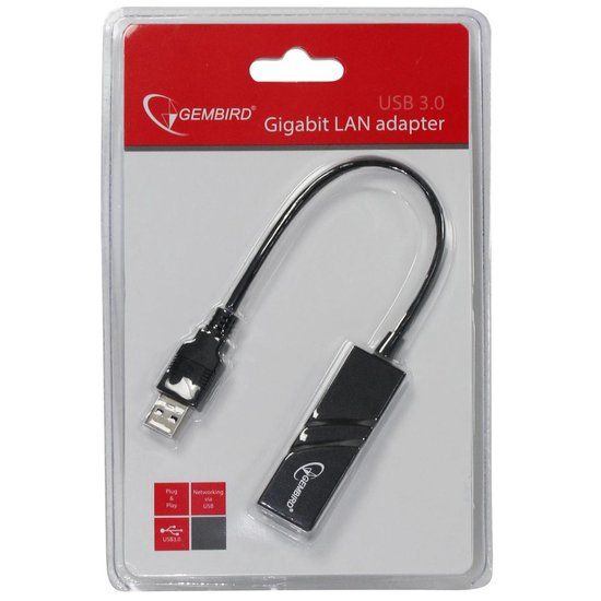 Gembird NIC-U3-02 USB 3.0 naar RJ45 Netwerkadapter - Zwart