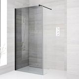 Hudson Reed Paroi de douche italienne – Noir – 76 cm – Bras stabilisateur - Design contemporain - Nox