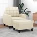 vidaXL Fauteuil met voetenbank 60 cm kunstleer crèmekleurig