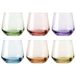 Glasmark Krosno 1992 Water-, sap- en cocktailglazen, 310 ml, set van 6 stuks, transparant, meerkleurig, glazen set voor thuis en horeca