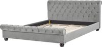 Beliani AVALLON - Tweepersoonsbed 180x200cm - Grijs - Fluweel - Lattenbodem