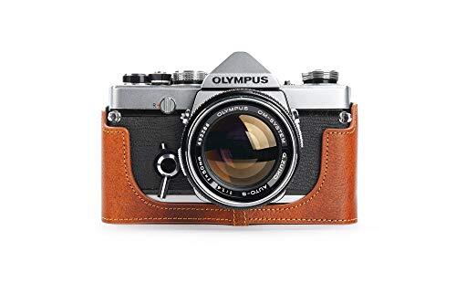 Zakao Case voor Olympus OM-4, Handgemaakte Echt Lederen Half Camera Case Bag Cover voor Olympus OM-1/1N OM-2/2N OM-3/3Ti OM-4/4Ti (geen handvat) Met Hand Strap (bruin)