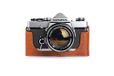 Zakao Étui pour Olympus OM-4, Étui Demi-Appareil Photo en Cuir Véritable Fait Main pour Olympus OM-1/1N OM-2/2N OM-3/3Ti OM-4/4Ti (sans poignée) Avec dragonne (marron)