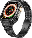 By Qubix - Ultra Protective Stainless Steel band - Zwart - Geschikt voor Apple Watch 49mm