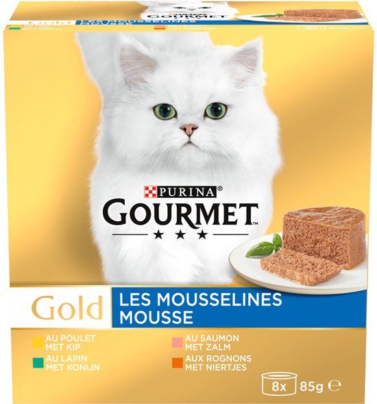 Gourmet Gold Mousse - Kip, Zalm, Niertjes, Konijn - 16 x 85 gram