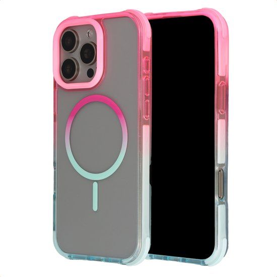 Selencia Gradient Backcover met MagSafe voor de Apple iPhone 16 Pro Max - Roze / Blauw