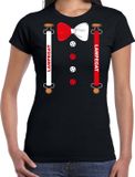 Bellatio Decorations Carnaval t-shirt Lampegat bretels en strik voor dames - zwart - Eindhoven - Carnavalsshirt / verkleedkleding XXL