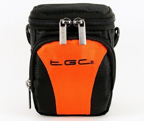 TGC De Hot Orange & Black Deluxe Compacte schoudertas voor de Olympus XZ-10 camera