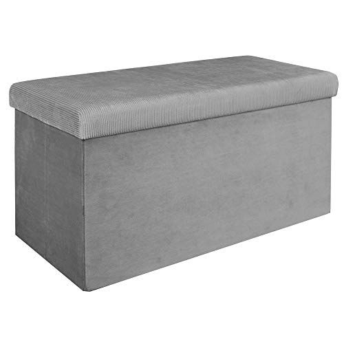 The Home Deco Factory Giulia - Coffre Banc Pliable - Gris - 76x38x38 cm