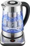 HOMCOM Waterkoker glas - 1,7 liter - Temperatuurinstelling - Warmhoudfunctie - Theefilter - Zilver