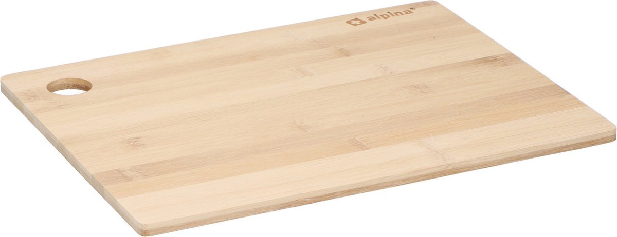 Alpina Set van 1x stuks snijplanken naturel rand 28 x 38 cm van bamboe hout - Serveerplanken - Broodplanken