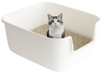 Merkloos Kattenbak Hoge rand Lage ingang Wit 49 x 42 x 22 cm