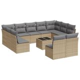 vidaXL Ensemble de jardin 11 pièces avec coussins en polyrésin beige