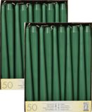 Conpax Bougies Bougies de table Mega Pack - 100x pièces - vert foncé - 25 cm - Bougies de table