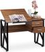 Merkloos Relaxdays Bureau kantelbaar - met opbergruimte - 2 lades - verstelbaar - 75 x 110 x 55 cm - houtlook-zwart