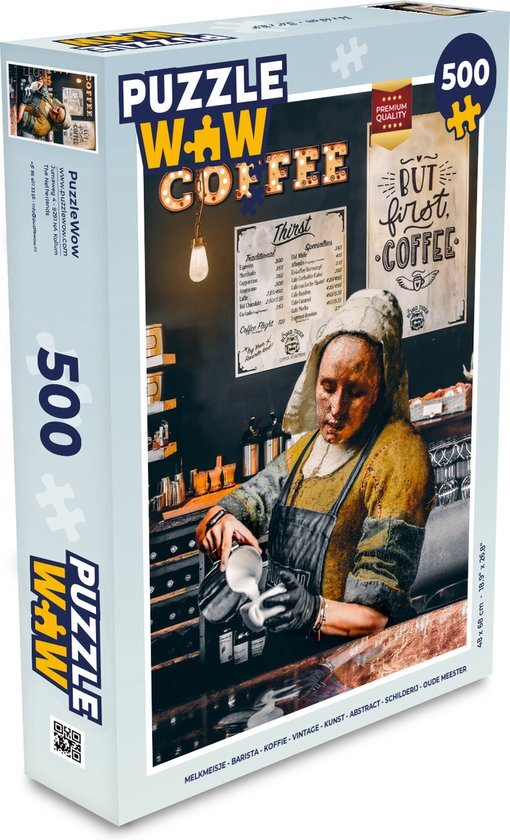 MuchoWow Puzzel Melkmeisje - Barista - Koffie - Vintage - Kunst - Abstract - Schilderij - Oude meesters - Legpuzzel - Puzzel 500 stukjes - Sinterklaas cadeautjes - Sinterklaas voor grote kinderen