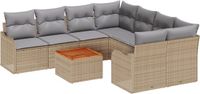 vidaXL Tuinbank - Set - 9 - st - Beige - poly - rattan
