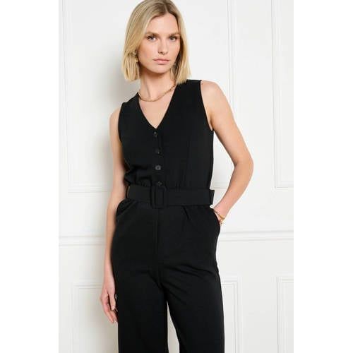 LOLALIZA jumpsuit linnen zwart