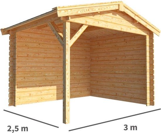 Merkloos Overkapping Fenna 300 cm bij 250 cm diep Zadeldak bruin