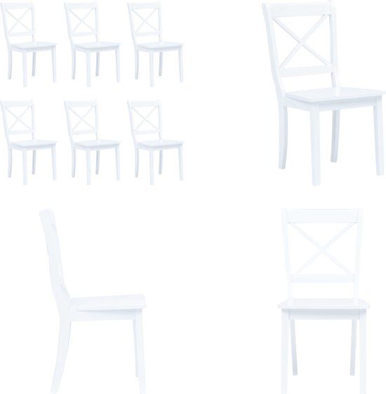 vidaXL Eetkamerstoelen 6 stuks massief rubberwood wit
