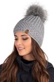 Vivisence Dames Wintermuts - Zachte Acrylmix Met Stijlvolle Omslag Pompon Van Imitatiebont En Warme Fleecevoering - Past Mooi Op Het Hoofd En Biedt Comfortabele Warmte Voor Koude Dagen - Lichtgrijs
