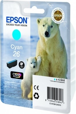 Epson Polar bear Singlepack Cyan 26 Claria Premium Ink single pack / cyaan