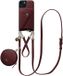 AVY Leren Hoesje geschikt voor Apple iPhone 14 / 13 | Met Koord, Wallet en Pouch | Compatibel met MagSafe | Leather Case met 30CM & 130CM Koord | Leather Set | Burgundy