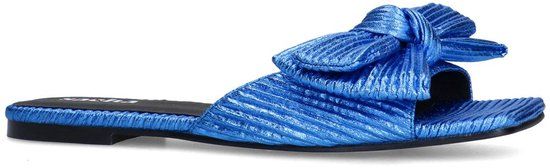 Sacha - Dames - Blauwe slippers met strik - Maat 38
