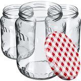 KADAX Inmaakpotten, jampotten, 720 ml, rood geruit, 8 stuks