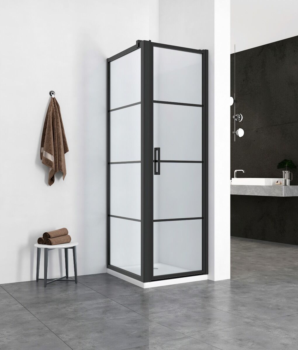 Badkamerplanet Douchecabine Hoekcabine 90x100cm Mat Zwart 200cm Hoog