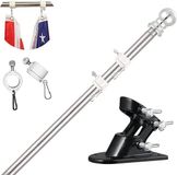 Ibenzoa® Vlaggenmast Set van Aluminium met Roterende Ringen en Roestvrijstalen Houder, 180 cm