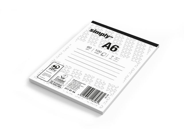 Simply Schrijfblok A6 - Gelinieerd - 100 vel