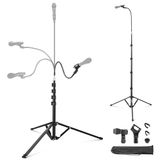 NEEWER Microfoonstandaard met flexibele arm, arm microfoon vloer statief montagehouder met microfoonclips, 3/8 \"tot 5/8\" adapter, kabelclips voor zingen vloggen, live streaming video-opname, maximale