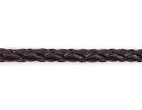 Koord Icecat Zwart Gevlochten Natuurlijk Lederen Koord 3 mm. 2 m.