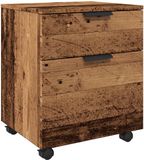 vidaXL Dossierkast - verrijdbaar - 45x38x54cm - bewerkt - hout - oud - houtkleurig