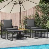 vidaXL Buitenmeubelset 5 st Zwart en Donkergrijs Staal en Poly Rattan