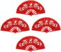 Merkloos Handwaaier tai chi - 4x - yin yang en draken - rood - 65 x 35 cm – polyester/kunststof