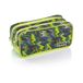 Favorit Groot etui voor school met 2 vakken, groene geometrische print, 22 cm x 10 cm x 10 cm met 2 ritssluitingen